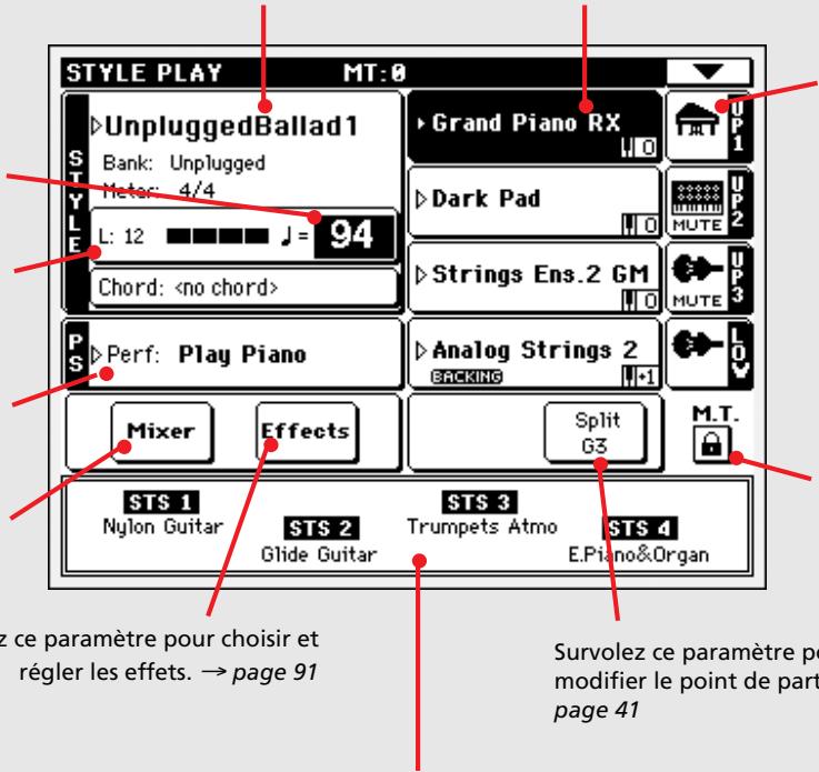 KORG PA588 - Description de la page 'style play' (easy mode) - 1