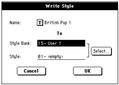 KORG PA588 - Boîte de dialogue write style - 1
