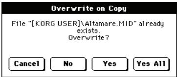 KORG PA588 - Remplacer (procedure overwriting) des fichiers ou des dossiers déjà présents - 1