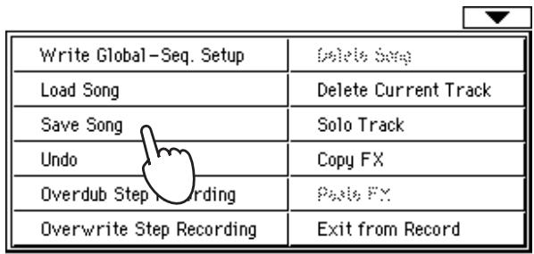 KORG PA588 - Sélectionnez la commande save song pour afficher la fenêtre save song. - 1