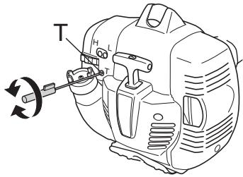 JONSERED CC 2236 - Endeinstellung der Leerlaufdrehzahl T - 1
