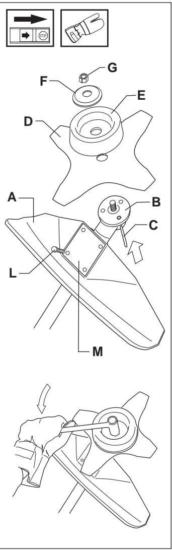 JONSERED J-HANDLE SET - Montering av bladbeskyttelse, gressblad og gresskniv - 1