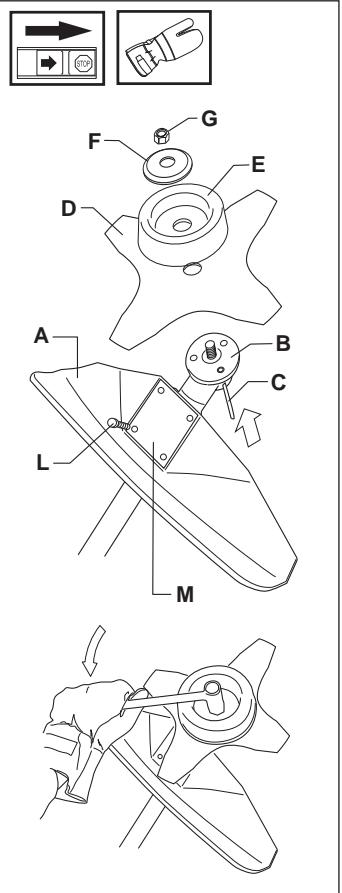 JONSERED J-HANDLE SET - Montagem da proteção de lâmina, lâmina de relva e faca de relva - 1