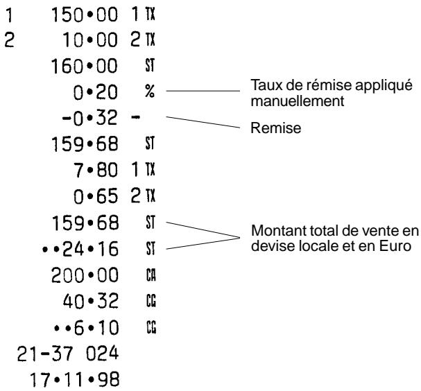 OLIVETTI CMS 140 B - Application d'un taux de remise non programme au total d'une vente - 1