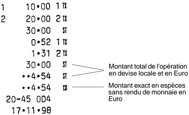 OLIVETTI CMS 140 B - Enregistrement d'une vente multiple avec paiement exact en espèces en Euro - 1