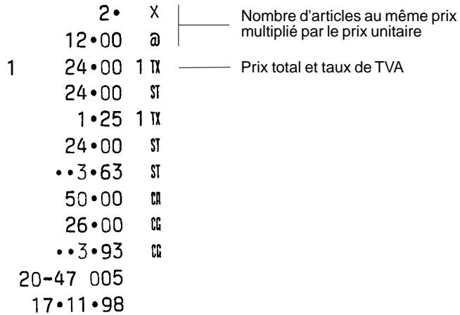 OLIVETTI CMS 140 B - Enregistrement de la vente de plusieurs articles au même prix - 1