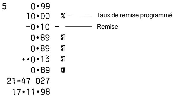 OLIVETTI CMS 140 B - Application d'un pourcentage de remise (-%) programme sur un article - 1