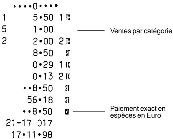 OLIVETTI CMS 140 B - Enregistrement d'une vente multiple avec paiement exact en espèces - 1