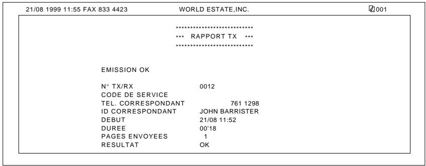 OLIVETTI COPIA 9916 - Rapport d'émission (TX) - 1