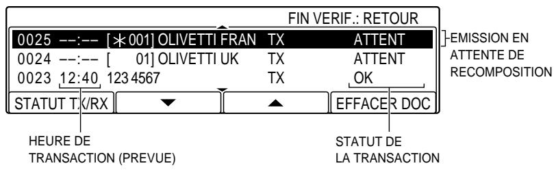 OLIVETTI COPIA 9916 - Vérification et annulation de la recomposition automatique en mode d'émission à partir de la mémoire - 4