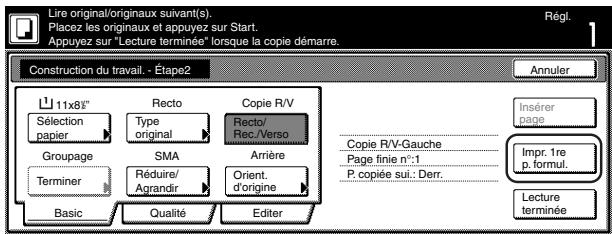 OLIVETTI D-COPIA 300 - Effleurer la touche "impr. 1RE p. formul." ["impression - dessus"] - 1
