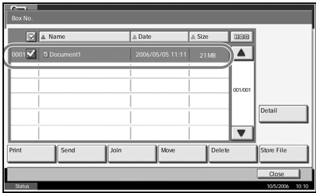 OLIVETTI D-COPIA 500MF - From the list, select the checkbox beside the document to be sent. The selected document is indicated by a checkmark in the check box. - 1