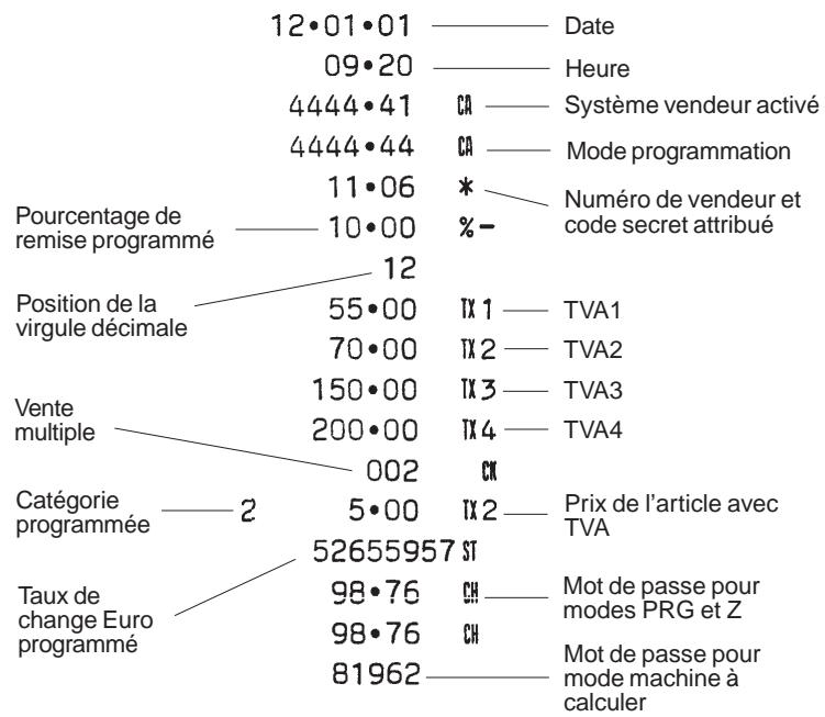 OLIVETTI ECR 2150 - Compte rendu de la programmation de la machine - 1