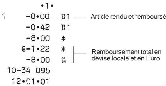 OLIVETTI ECR 2150 - Remboursement d'un article - 1