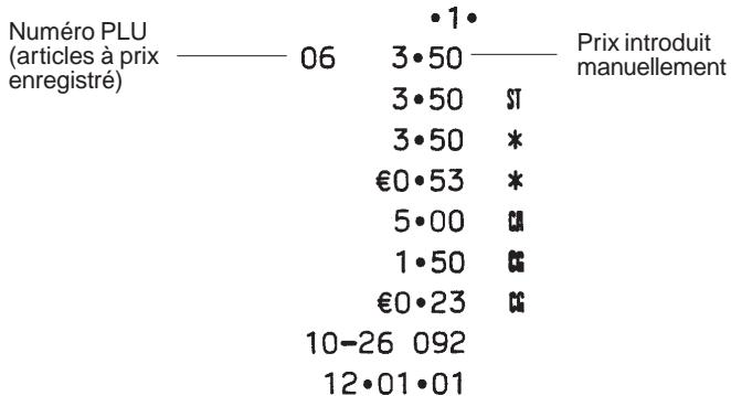 OLIVETTI ECR 2150 - Modification d'un prix enregistré pour un article PLU défini dans une Sous-catégorie programmée pour les articles PLU à prix libre - 1