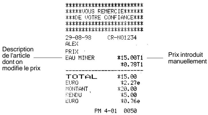OLIVETTI ECR 2400 EURO - Modification du prix enregistré pour un article PLU - 1