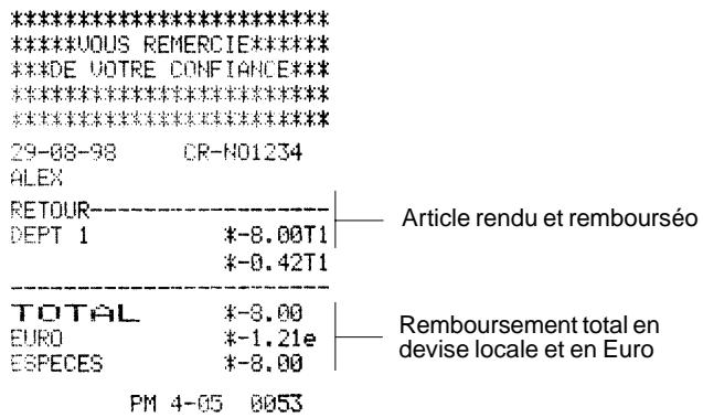OLIVETTI ECR 2400 EURO - Remboursement d'un article - 1
