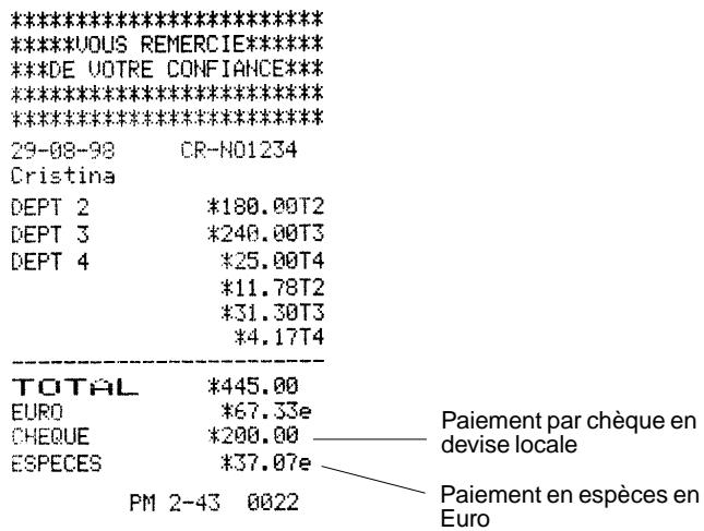 OLIVETTI ECR 2400 EURO - Paiement en devise locale par chèque et en euro en espèces. - 1