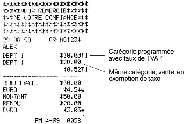 OLIVETTI ECR 2400 EURO - Annulation du taux de TVA lors d'une vente par catégorie - 1