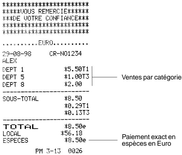 OLIVETTI ECR 2400 EURO - Enregistrement d'une vente multiple avec paiement exact en espèces - 1