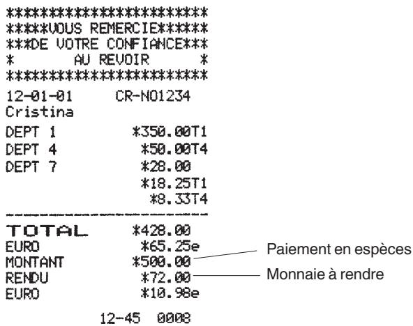 OLIVETTI ECR 2450 - Enregistrement de la vente d'articles de différentes catégories avec paiement et calcul de la monnaie - 1