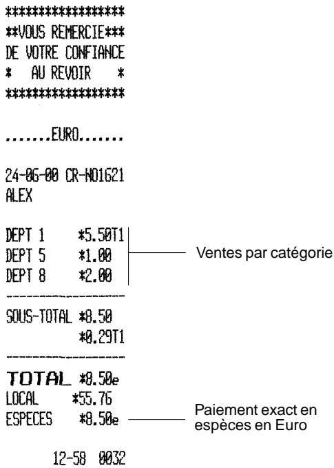 OLIVETTI ECR 2500 EU - Enregistrement d'une vente multiple avec paiement exact en espèces - 1