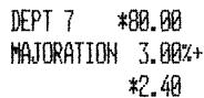 OLIVETTI ECR 2500 EU - Application d'un pourcentage de majorationprogrammé à un article - 2