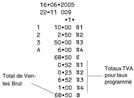 OLIVETTI ECR 5100 - Programmation de la caisse enregistreuse pour imprimer les informations sur la TVA demandées - 4