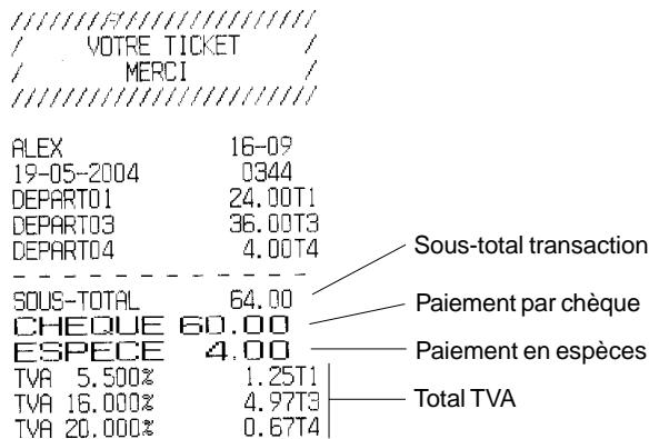 OLIVETTI ECR 5600 - Partage du paiement par chèque/en espèces en devise locale - 1