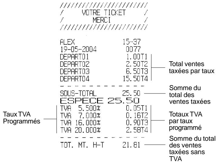 OLIVETTI ECR 5600 - Imprimer le montant du total des ventes taxables sans TVA (TOT. MT. H-T) - 2