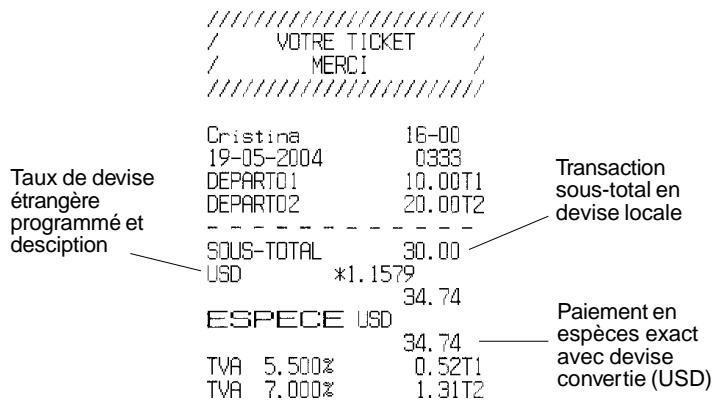 OLIVETTI ECR 5600 - Enregistrer une vente d'articles multiples avec le paiement exact en USD - 1