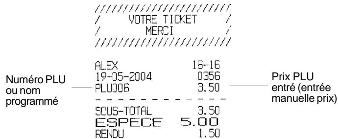 OLIVETTI ECR 5600 - Surimprimer un prix PLU préétabli dans un sous-Rayon préétabli pour un prix libre PLU - 1