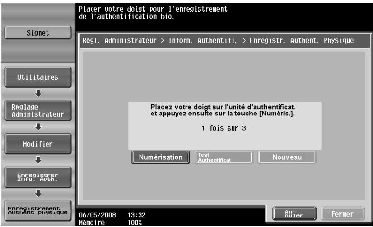 OLIVETTI D-COLOR MF280 - Placez votre doigt sur l'unité d'authentication pour en numériser l'empreinte. - 1