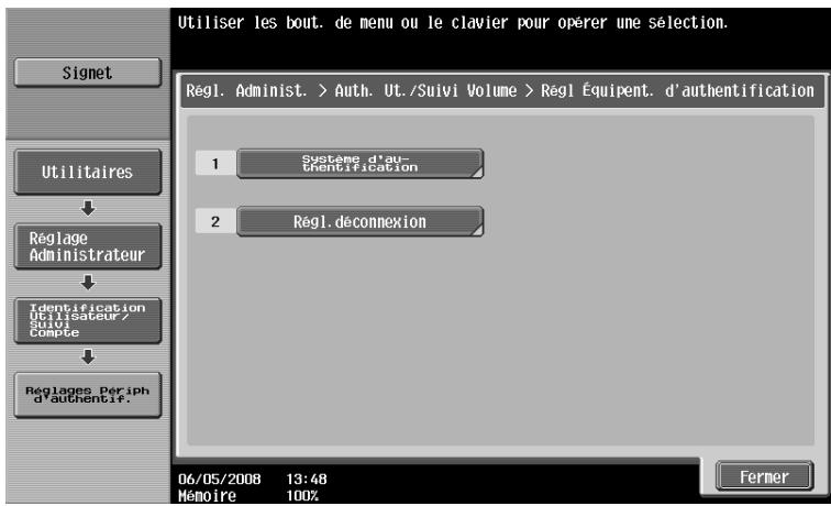 OLIVETTI D-COLOR MF280 - [Réglages périph d'authentication] - 1