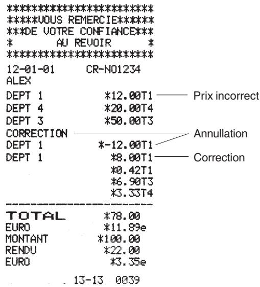 OLIVETTI ECR 2450 - Annulation de la vente d'un article à la fin de la vente - 1