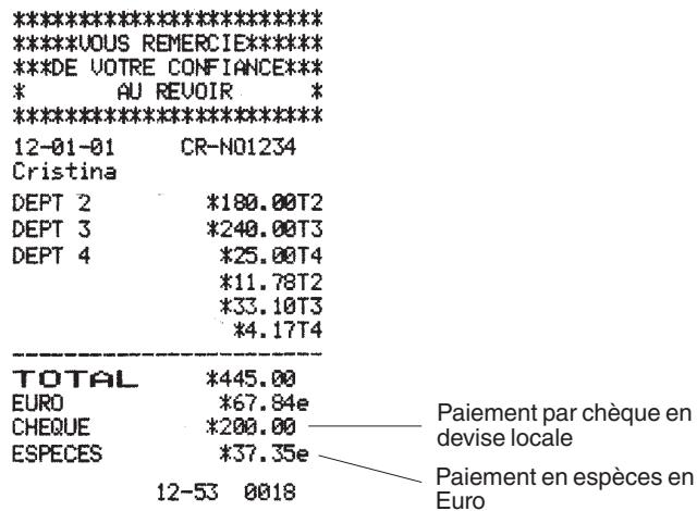 OLIVETTI ECR 2450 - Paiement en devise locale par chèque et en euro en espèces. - 1