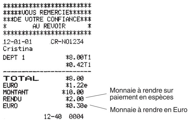 OLIVETTI ECR 2450 - Enregistrement d'une vente à l'unité et calcul de la monnaie - 1