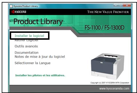 KYOCERA FS-1300D - Installation du pilote de l'imprimante sur un ordinateur équipé de Windows - 7