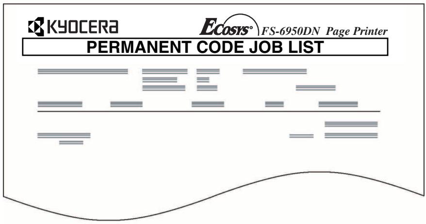 KYOCERA FS-6950DN - Impression d'une liste de codes JOB - 1