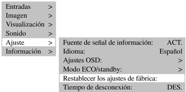 MEDION 42 PLASMA DISPLAY MD 41842 - RESTABLECIMIENTO DE LOS AJUSTES DE FÁBRICA - 1