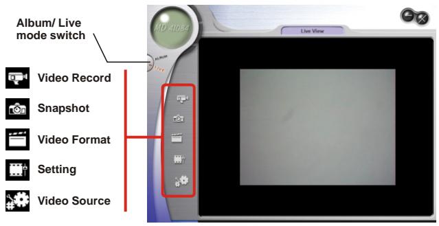 MEDION DIGITAL CAMERA MD 41084 - Live mode panel - 1