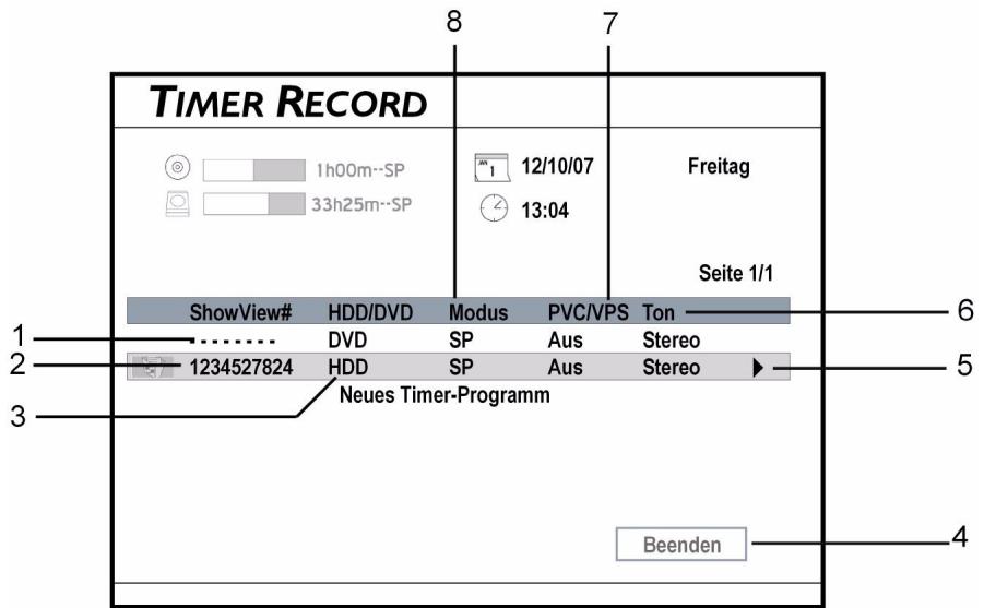 MEDION DVD RECORDER MD 82999 - Das Timer-MENU - 1