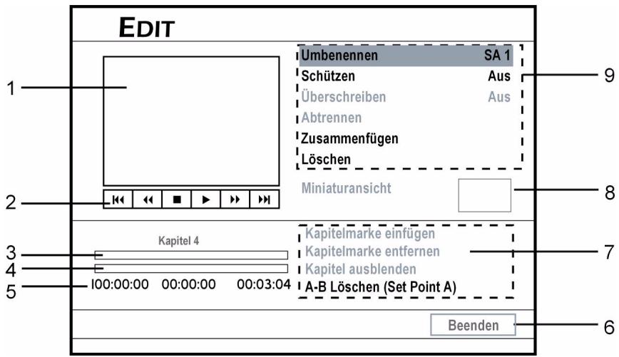 MEDION DVD RECORDER MD 82999 - Das Bearbeitungsmenu - 1