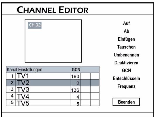 MEDION DVD RECORDER MD 82999 - Die Kanäle mit dem „Channel Editor“ bearbeiten - 1