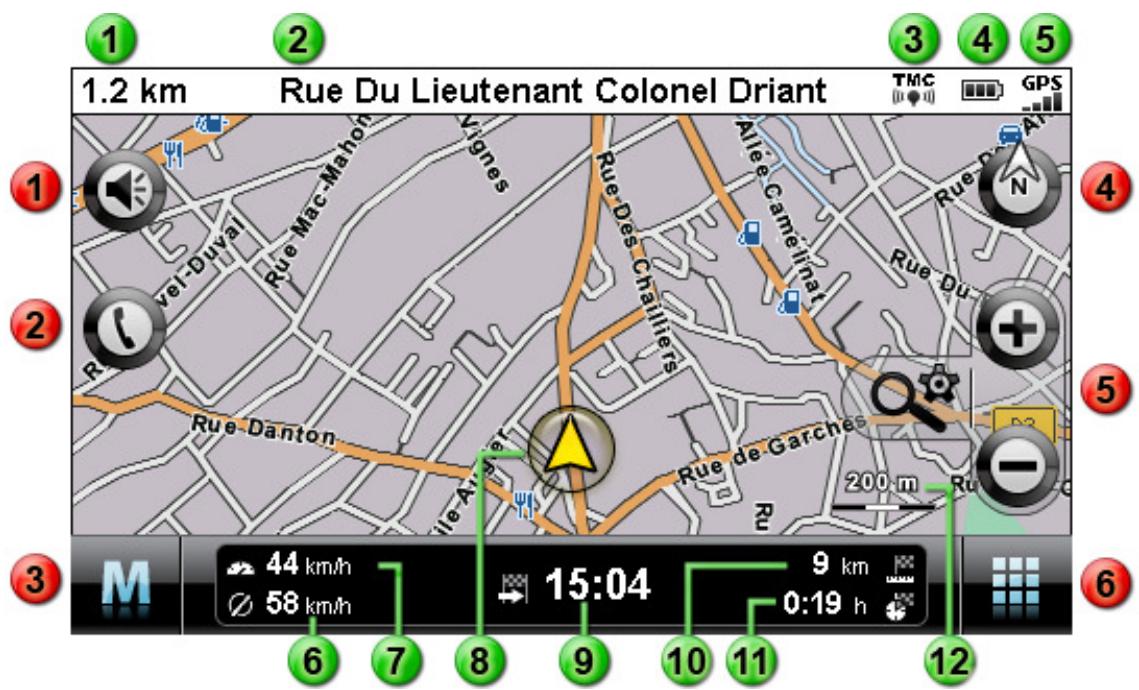 MEDION GOPAL NAVIGATOR 4.5 ME - Fonctionnement de l'écran de carte - 1