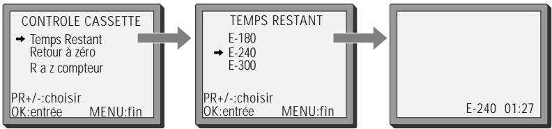 DAEWOO VQ457 - Temps de bande restant et durée d'enregistrement des cassettes - 1