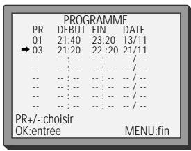 DAEWOO VQ457 - List des programmations - Modifier ou effacer des programmations - 3