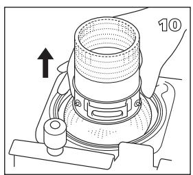 Technical diagram showing a mechanical component with an arrow indicating direction and labeled part '10'