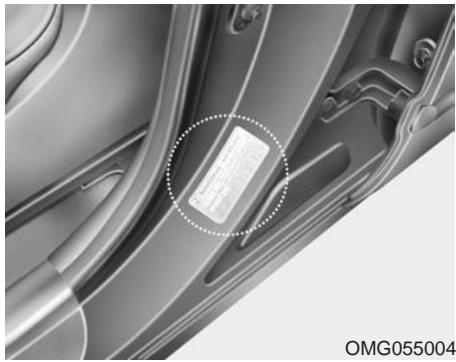 KIA OPTIMA HYBRIDE - Pression à froid recommandée pour les pneus - 1