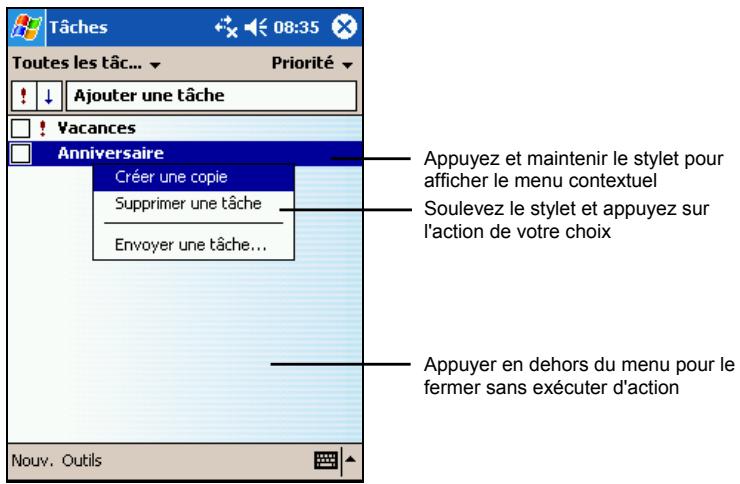MIO 336BT - Menus contextuels - 1
